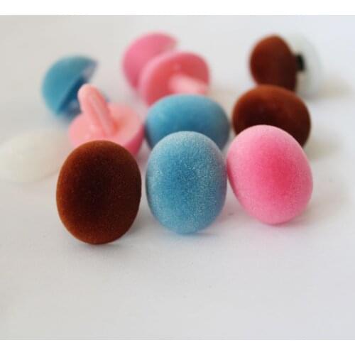 500pcs- 19x24mm Oval shape blue/pink/brown color flocking toy nose safety doll nose + hard washer for diy plush doll findings