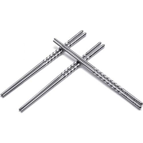 Stainless Steel Chopsticks Anti-skip Thread Style Durable Metal Exquisite Non-slip Palillo Chino For Sushi Metal Chopsticks