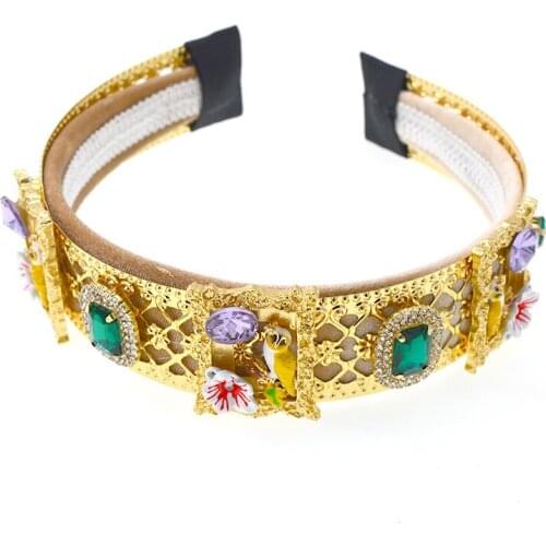 Gorgeous Baroque Style Gold Little bird Rhinestone Pearls Wedding Headband Bridal Headpiece Hair Vine Bridesmaids Women