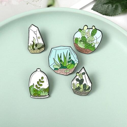 Prajna Herb Enamel Lapel Pins Protect Environment Plants Brooches Badges Fashion Botanist Pins Gifts for Friends Jewelry