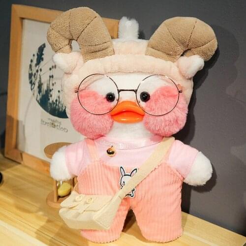 Claw Hair Band Powder Clothes Hoodie Hyaluronic Acid Duck with Glasses Hat Plush Toy Stuffed Soft Birthday Gift for Girls