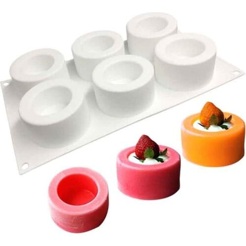 Cake Silicone Mold 6 Holes Art Home-made Dessert Mould Baking Pastry Pudding Mousse Chocolate White Circular Tools
