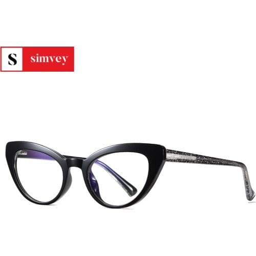 Simvey Trending Women Anti Blue Glasses TR90 Cat Eye Blue Light Blocking Glasses Anti Radiation Eyestrain Glasses Clear Large