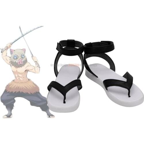 Demon Slayer Inosuke Hashibira Shoes Cosplay Kimetsu no Yaiba Hashibira Inosuke Cosplay Shoes Black Sandals
