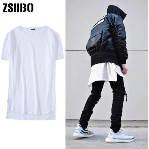 Hip hop Extended High Street T Shirt Men Fashion Street Unisex Short sleeve Tshirt Long line Streetwear Oversize Mens T-shirt