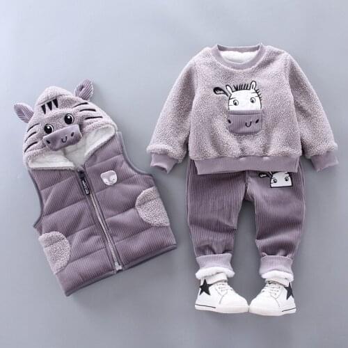 High-end Newborn Winter Baby Boys clothes Thick Plush Warm Toddler Suit Kids jacket Coat + Sweatshirt +Pant 3Pcs Infant Clothing