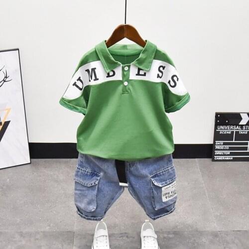 High Quality Tracksuit Kids Outfit 2021 New Summer Boy Clothes Lapel T-Shirt + Short 2pcs Suit Children Short Sleeved Sets