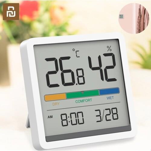 Youpin Mute Temperature And Humidity Clock High-precision C/F Temperature Monitor Indoor Baby Room 3.34inch LCD Screen Display