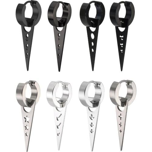 Fashion Stainless Steel Triangle Pendant Stud Earrings Hollow Star cross for Women Ear Jewelry Birthday Gifts 2 pieces