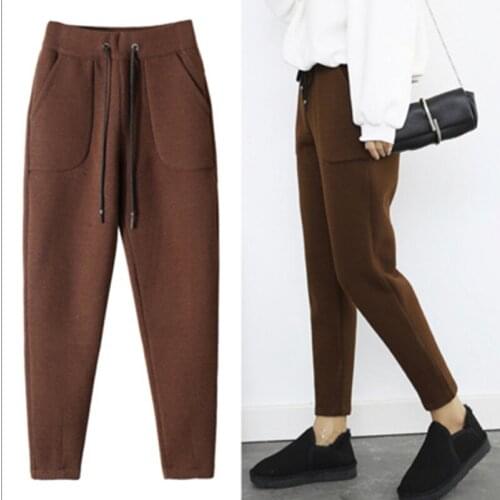 Thicken Women Pencil Pants 2021 Autumn Winter Plus Size OL Style Wool Female Work Suit Pant Loose Female Trousers Capris