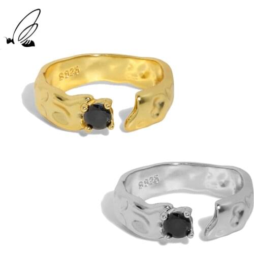 SSTEEL 925 Sterling Silver Korean Simple Designer Concave Convex Micro Zircon Texture Opening Rings Gifts For Women Jewellery