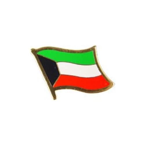 Kuwait country flag lapel pin badge+Iron plated brass+paints+epoxy+butterfly button-Free shipping(350 pcs/lot)