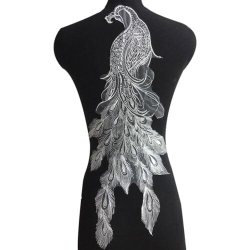 1 Pair Peacock Lace Appliqued For Clothing DIY Accessories Flower Patches Women Dress Decoration Materials