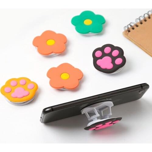 1PC Mobile Phone Bracket Cute 3D Animal Fold Phone Expanding Stand Finger Holder Panda Cat Paw Unicorn Phone Holder Stand