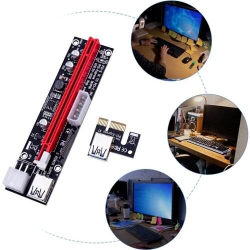 1 Pcs PCI-E pcie Riser 009 Express 1X 4x 8x 16x Extender PCI E USB Riser 009S Dual 6Pin Adapter Card SATA 15pin for BTC Miner