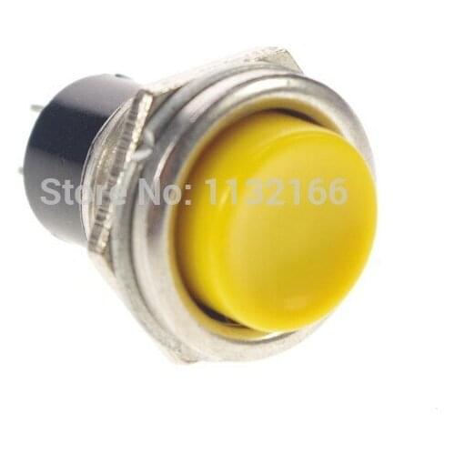 16mm Mount Yellow NC 2 Pin SPST Push To OFF Momentary Push Button Switch