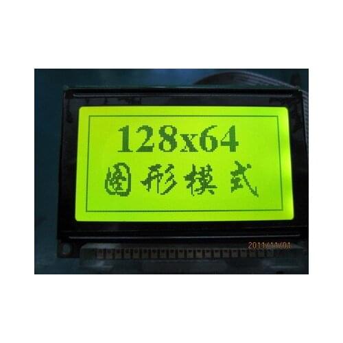 20pcs/lot 5V WG12864B 128x64 75mm x 52.7mm Dots Graphic Yellow green LCD Display module KS0107 KS0108 Compatible Controller New