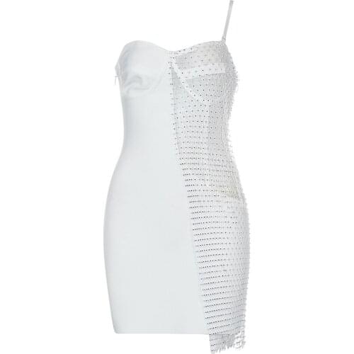 2021 New Summer Women Bandage Dress Sexy Spaghetti Strap Hollow Out Club Fashion Evening Party Celebrity Ladies Dresses