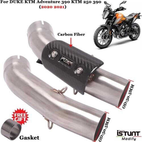 390ADV Motorcycle Exhaust Escape Modified With Heat Shield Middle Link Pipe For DUKE KTM adventure 390 KTM 250 KTM 390 2020 2021