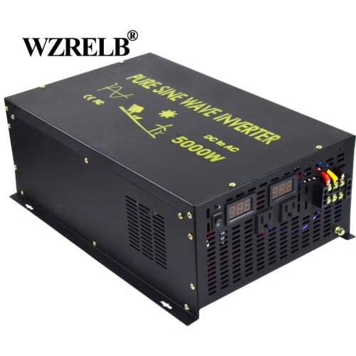 5000W Pure Sine Wave Solar Inverter 12 220 Car Power Inverter Motor Converter Power Supply 12V/24V/48V DC to 120V/220V/240V AC