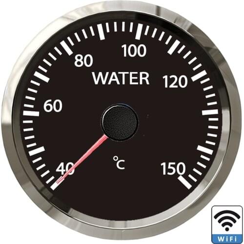 52mm WiFi 40-150℃ Water Temp Meter Gauge Programmable Compatible with All Ohm Signal Sensor DC 12/24V Yellow/White Backlight