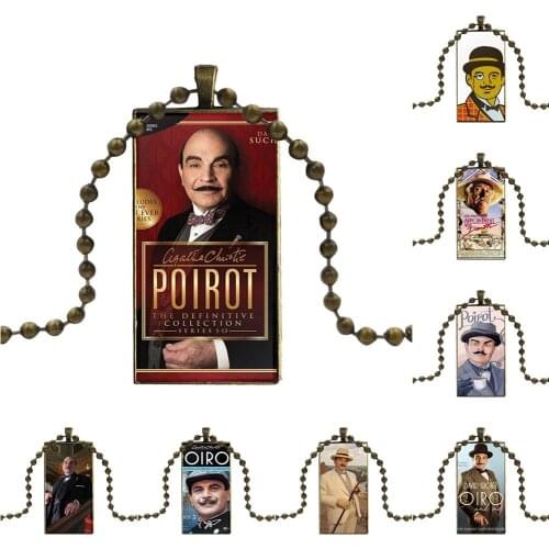 Agatha Christies Poirot Poster For Unisex Party Gift Necklace Fashion Long Chain With Rectangle Necklace Jewelry