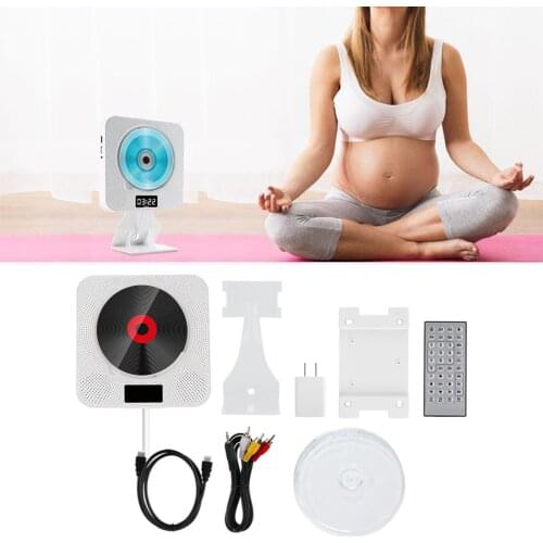 White Bluetooth CD Player Wall Mounted Audio Boombox Remote Control US Plug