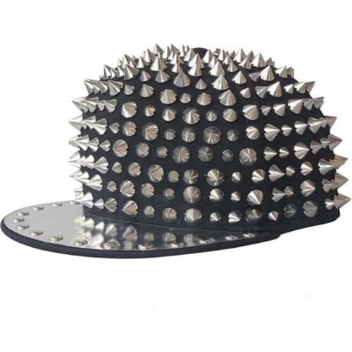 New Hip hop Punk Rock Hats Spike Studs Rivets Snapback Caps Men Spring and Autumn Fitted Baseball Caps