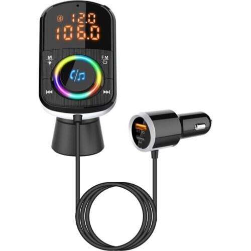 Bluetooth 5.0 FM Transmitter Wireless Radio Adapter Car Mp3 Player Handsfree Car Kit PD3.0/QC3.0 Fast Charge Dual LCD Wholesale