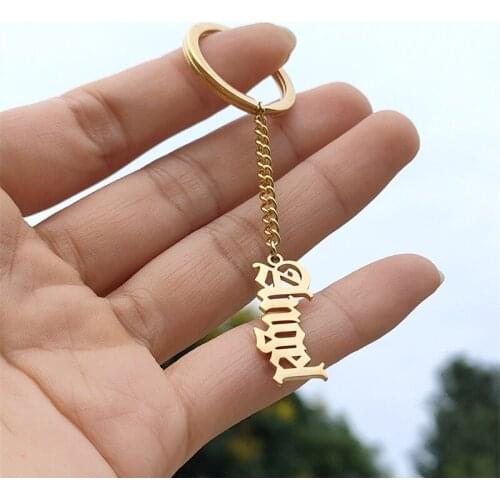 Old English Font Name Key Chain For Women Men Jewelry Custom Name Keychains Bag Charm Customized Anti-lost Keyring Key Chain