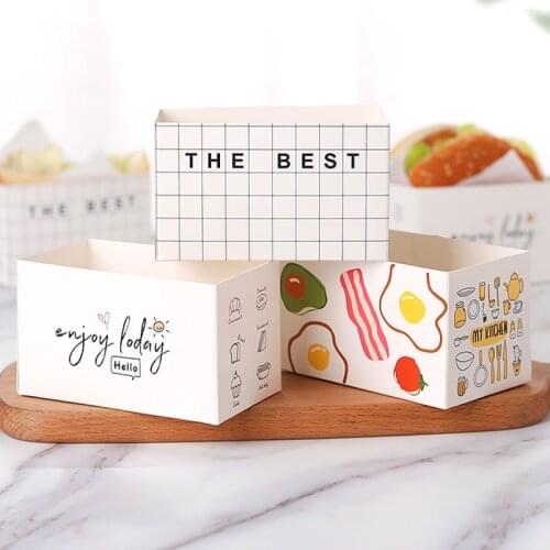 Baking Paper Hamburger Cartons Food Grade White Cardboard Sandwich Bread Wrapping Paper Restaurant Pastry Shop Bakery Food Box