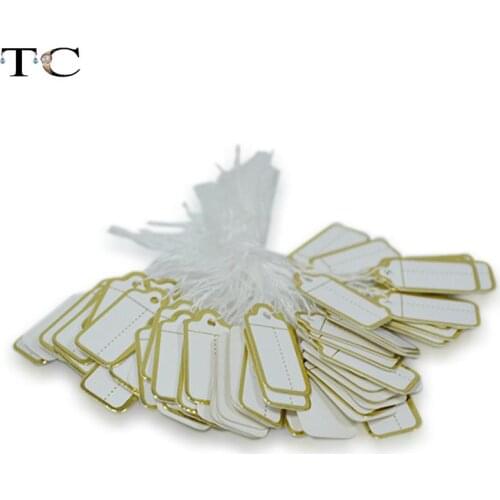 100 pcs Jewelry Strung Pricing Price Tags with String Gold Merchandise Cloth Label,FREE SHIPING