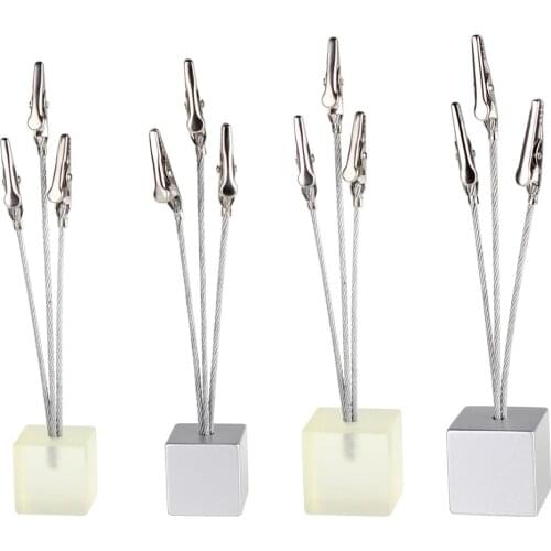 1pc Small Cube 3 Clips Memo Clips Holder Table Stand Photo Clip Picture Card Note Holder Stationery Office Desk Organizer