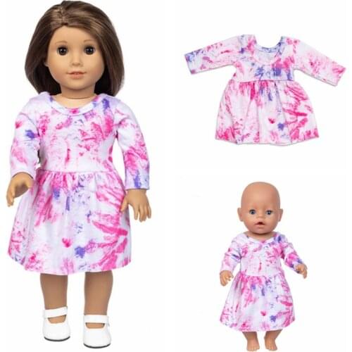 Baby Dolls Clothes Tie Dye Dress 18 Inch American Og Girl Born New Baby Doll Clothes Accessories