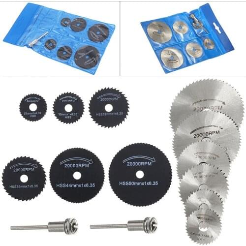 14pcs/lot Circular Saw Blade Cutting Discs Rotary Metal Cutter Power Tool Kit with Connecting Shank Drill Mandrel for Cutting