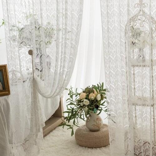 French Korean Curtains for Living Dining Room Bedroom Pastoral Lace Gauze Curtains American Country Simple and Beautiful Curtain
