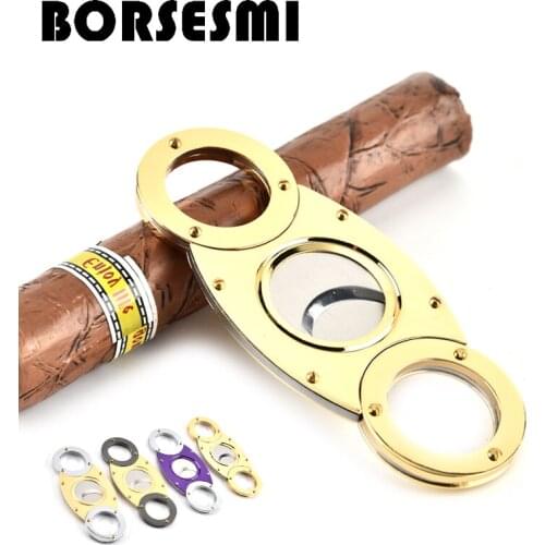 Hot sale 56Ring stainless steel cigar scissors portable metal cigar cutter double blade smoking accessories cutting knives