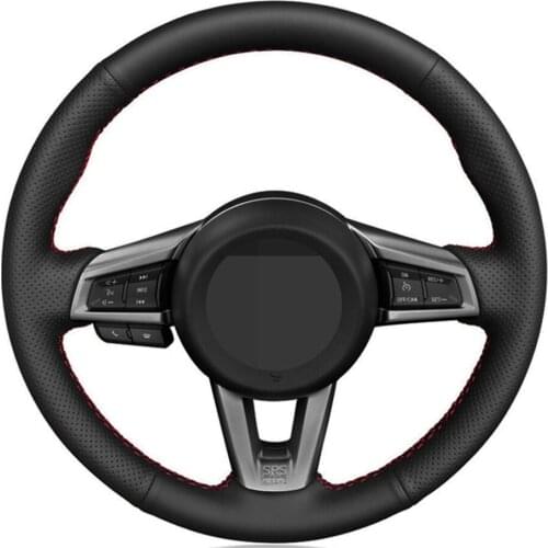 Car Steering Wheel Cover DIY Hand-stitched Black Artificial Leather For Mazda MX-5 2015 2016 2017 2018 2019 2020