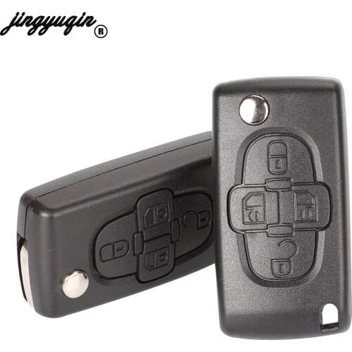 Jingyuqin 4 Button VA2/HU83 Flip Folding Remote Fob Key Shell Case For Citroen C8 For Peugeot 1007 Replacement Cover Blank