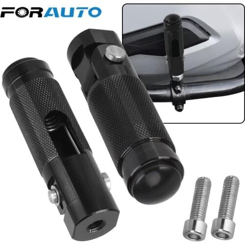 LEEPEE Rear Pedals Set Parts Aluminum Alloy Black Sliver Folding Foot Rests Pegs 2Pcs for Motorcycle \Bike Footrests Universal