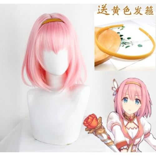 Princess Connect Re Dive Kusano Yui Pink Short Cosplay Heat Resistant Synthetic Hair Carnival Halloween Party + Free Wig Cap