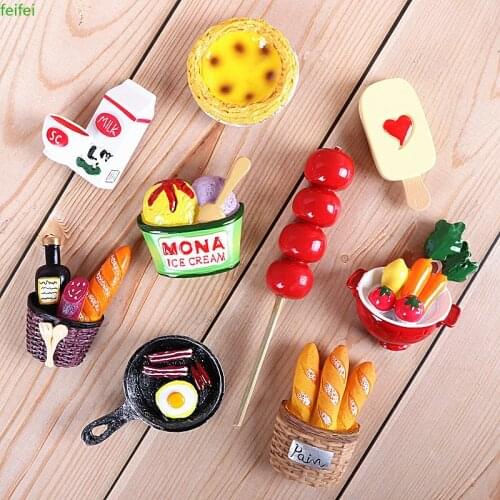 Refridgerator Magnets 3D Creativity Magnetic Sticker Simulation Food Egg Bread Message Sticker Magnetic Paste