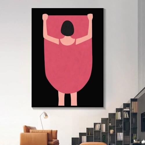 Lovely Cute Pink Dress Skirt Girl Canvas Painting Nordic Wall Art Picture for Living Room Girlish Poster and Print Cuadros Decor