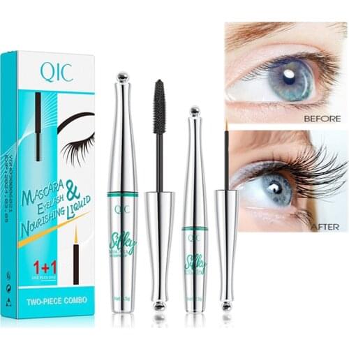 Eyelash Growth Serum and Mascara Set Waterproof Anti-Sweat Thick Nourishing Lengthening Eyelash Serum Natural Lashes Enhancer