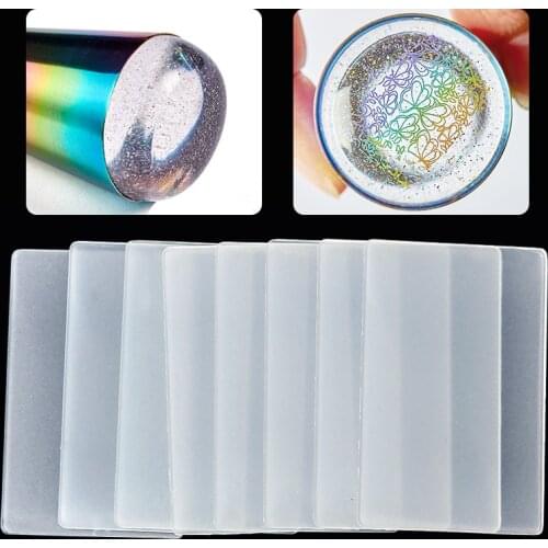 Nail Scraper Set for Stamping Nail Tools Clear Jelly Silicone Stamper Head Nail Art Templates Tool DIY Manicure Accessories