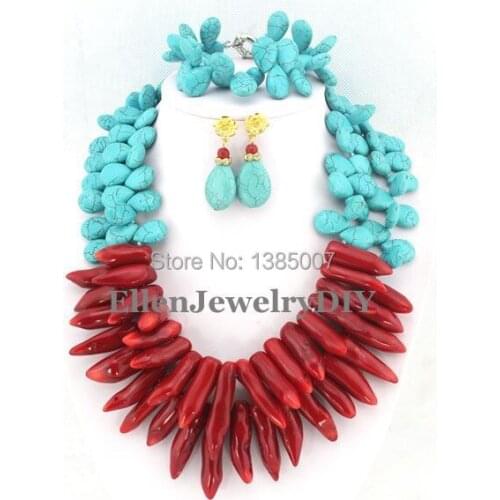 Latest Design hot Jewelry Set hot Necklace Bridesmaid Gift Red Chili Coral Necklace hot Bracelet