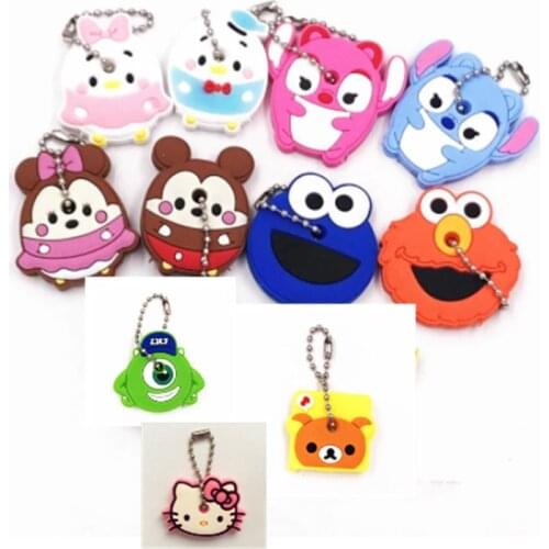 2020 New Fashion Cute Cartoon Silicone Keychain For Women Man Key Cover Key Caps Key Ring Key Holder Kids Gift