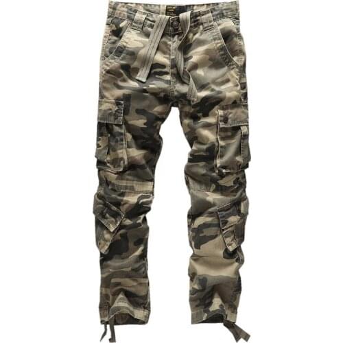 New Mens Overalls Casual Military Pants with Lace Camouflage Straight Sports Outdoor Large Size Long Pants
