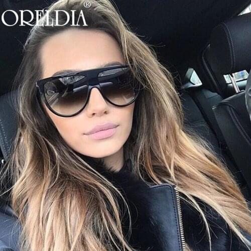 2021 New Fashion Sunglasses Women Vintage Retro Flat Top Oversized Sun Glasses Square Pilot Luxury Designer Large Black Shades
