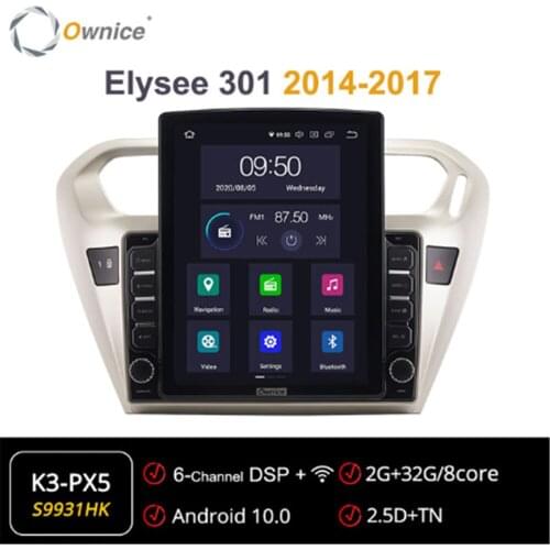 Ownice Android 10.0 Car Radio forCitroen Elysee 301 2014 - 2017 GPS 2 Din Auto Audio System Stereo Player 4G LTE Tesla Style